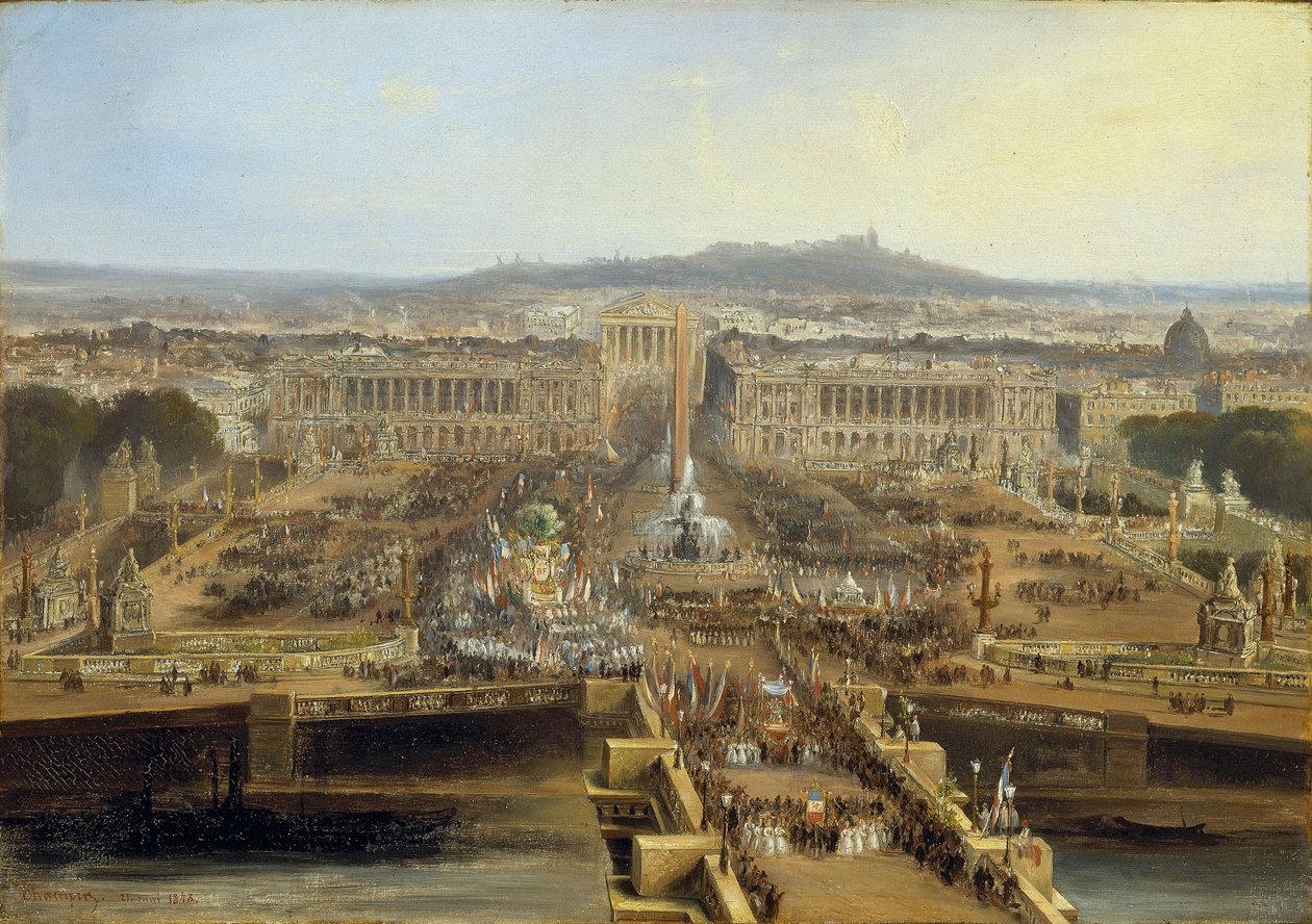 Uuden perustuslain juhlat, Place de la Concorde, 21. toukokuuta 1848 (öljy kankaalle) tekijältä Jean Jacques Champin