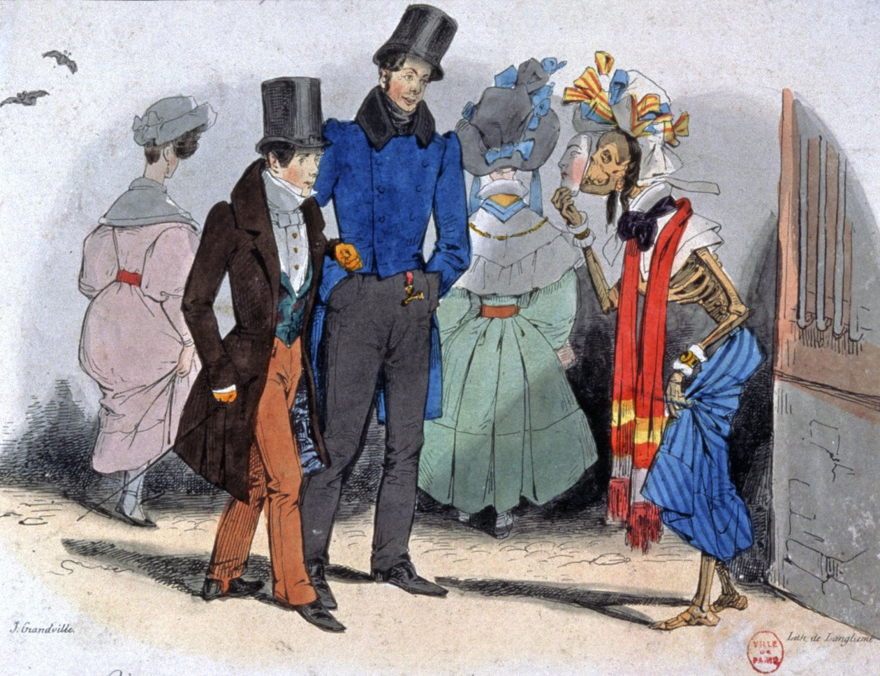 Prostituoidut, jotka levittävät kuppaa, n. 1850 (kuva) tekijältä Jean Jacques Granville
