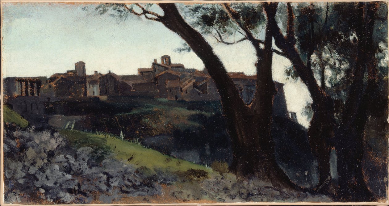 Italialainen maisema. Kylä hämärässä, vuosina 1859-1860 (öljy). tekijältä Jean Jacques Henner