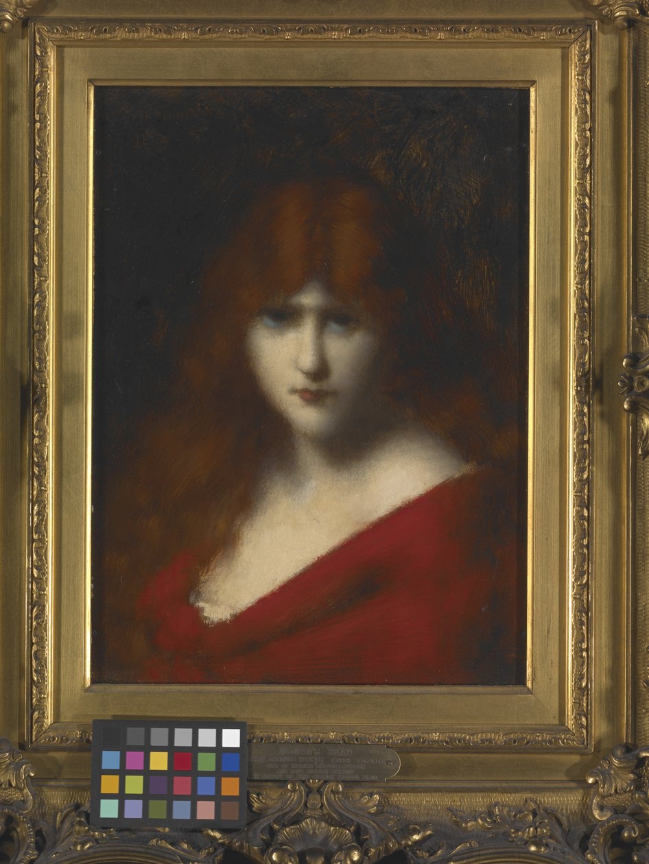 Naisen pää (öljy puulle) tekijältä Jean Jacques Henner