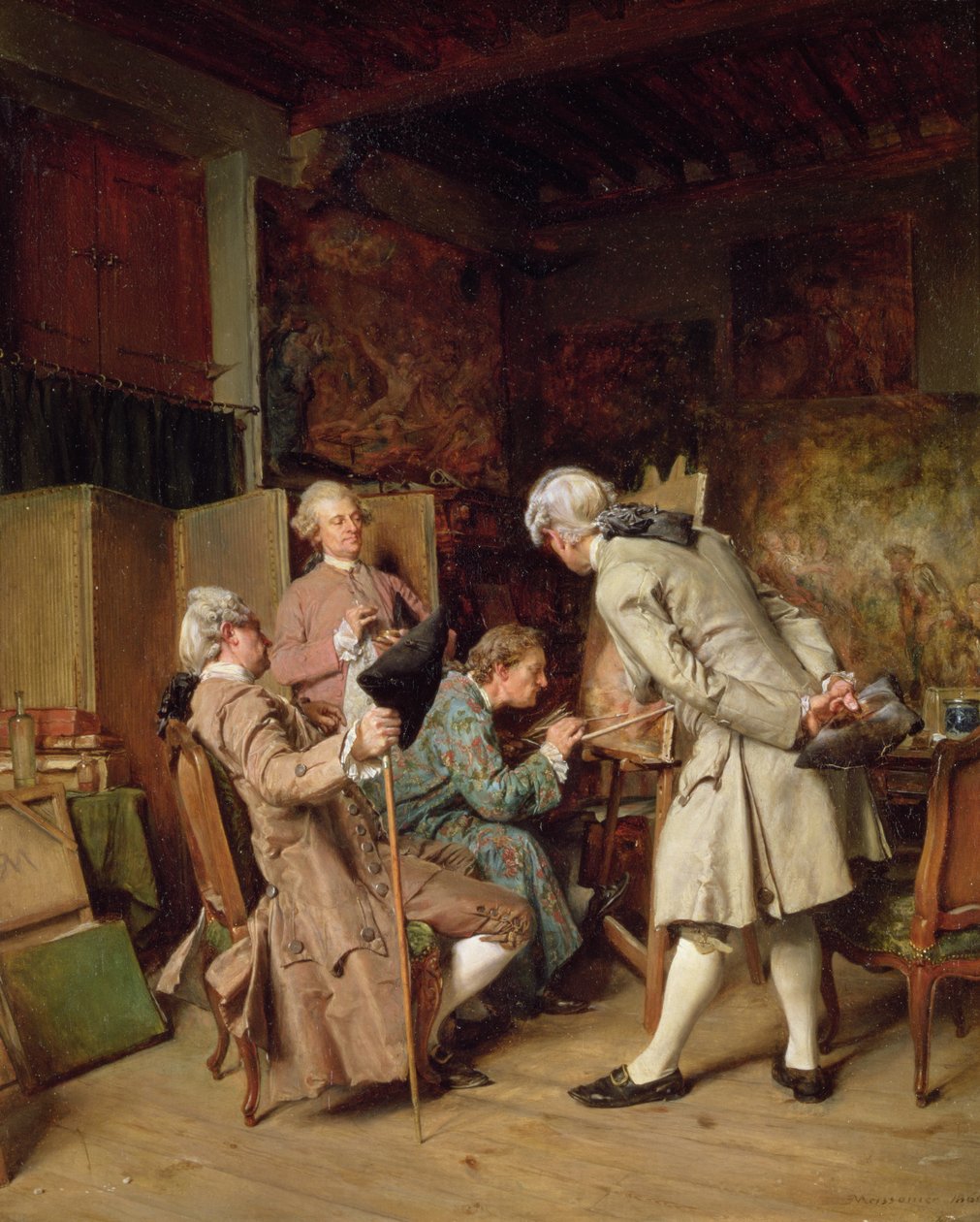 Taiteen ystävät tai maalari, 1860 (paneeli) tekijältä Jean Louis Ernest Meissonier