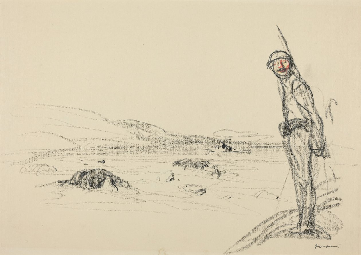 Marnen varrella, luultavasti 1918 (värikynä paperille). tekijältä Jean-Louis & Caran D