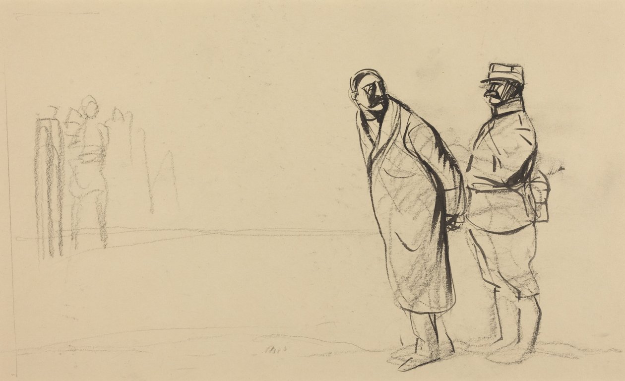 Vincennesin rintamalla. Bolo pacha, noin 1914-1919 (tussi paperille). tekijältä Jean-Louis & Caran D