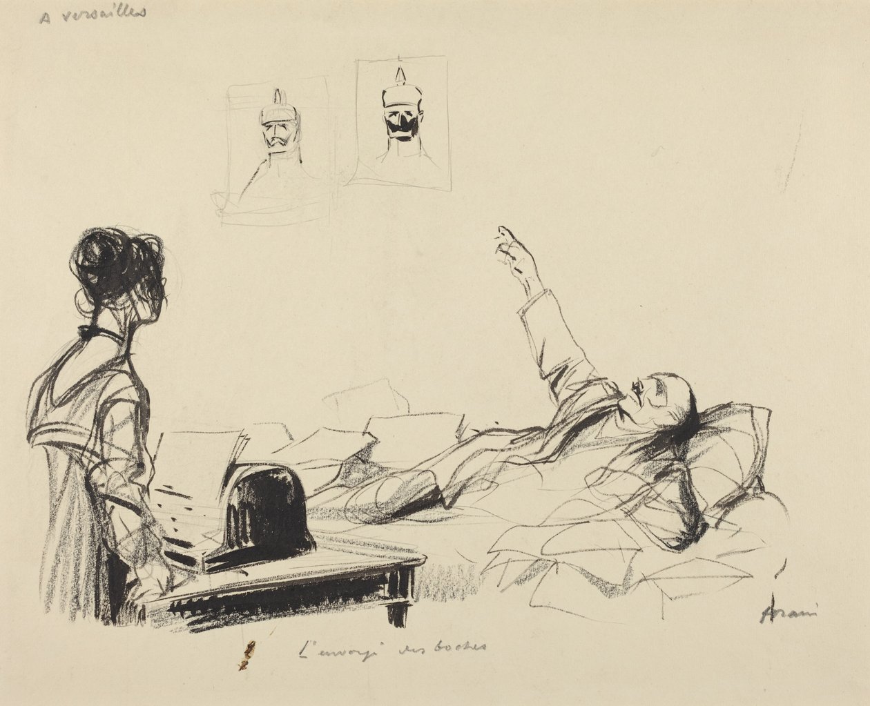 Versaillesissa.  Saksalaisten lähettiläs tekijältä Jean-Louis Forain