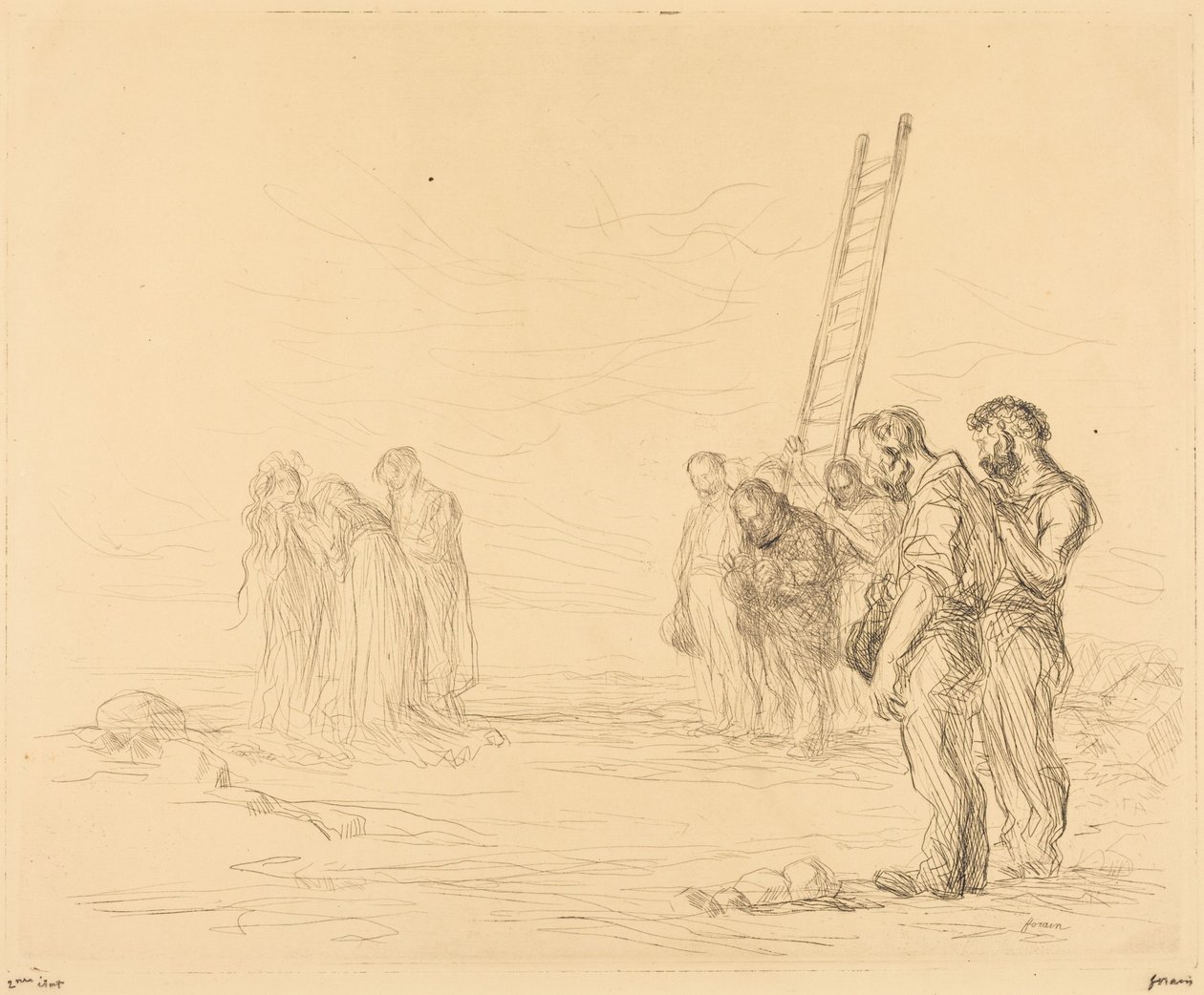 Kärsimys (1. kuva) (Calvary) (first plate) tekijältä Jean-Louis Forain