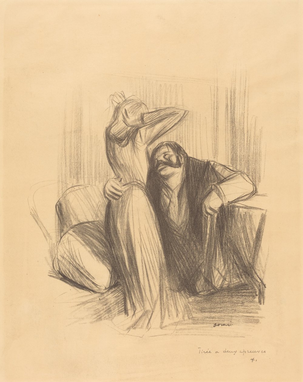Kohtaus yksityishuoneessa (p pystysuuntainen kuvalaatta) tekijältä Jean-Louis Forain