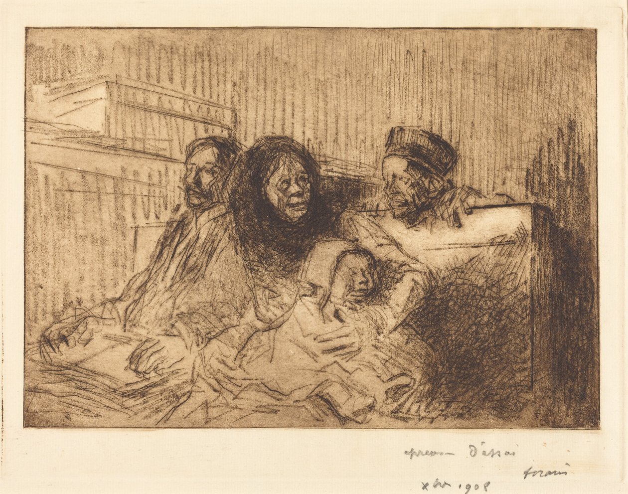 Kuulemistilaisuudessa kuultavat todistajat (2. kuva) (Evidence at the Hearing) (second plate) tekijältä Jean-Louis Forain
