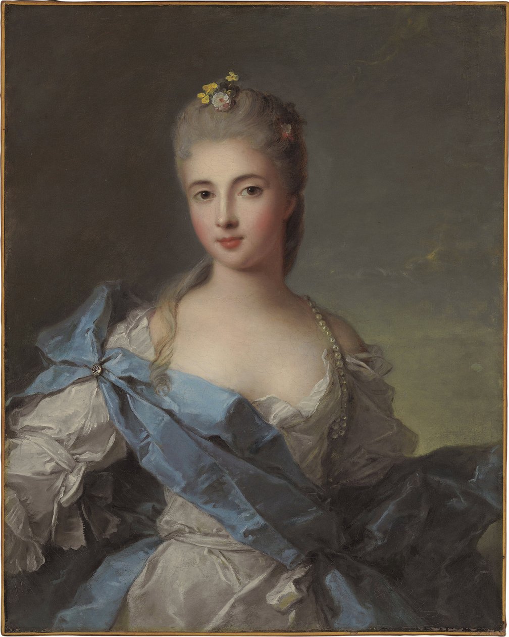 La Rochefoucaultin herttuattaren muotokuva (Louise Elisabeth de la Rochefoucault, Envillen herttuatar tekijältä Jean Marc Nattier