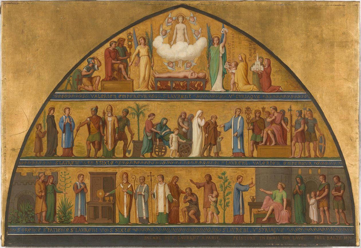 Luonnos Saint-Laurentin kirkkoa varten: Elämää Saint-Laurentissa vuonna 1870 (öljy) tekijältä Jean Paul Etienne Balze