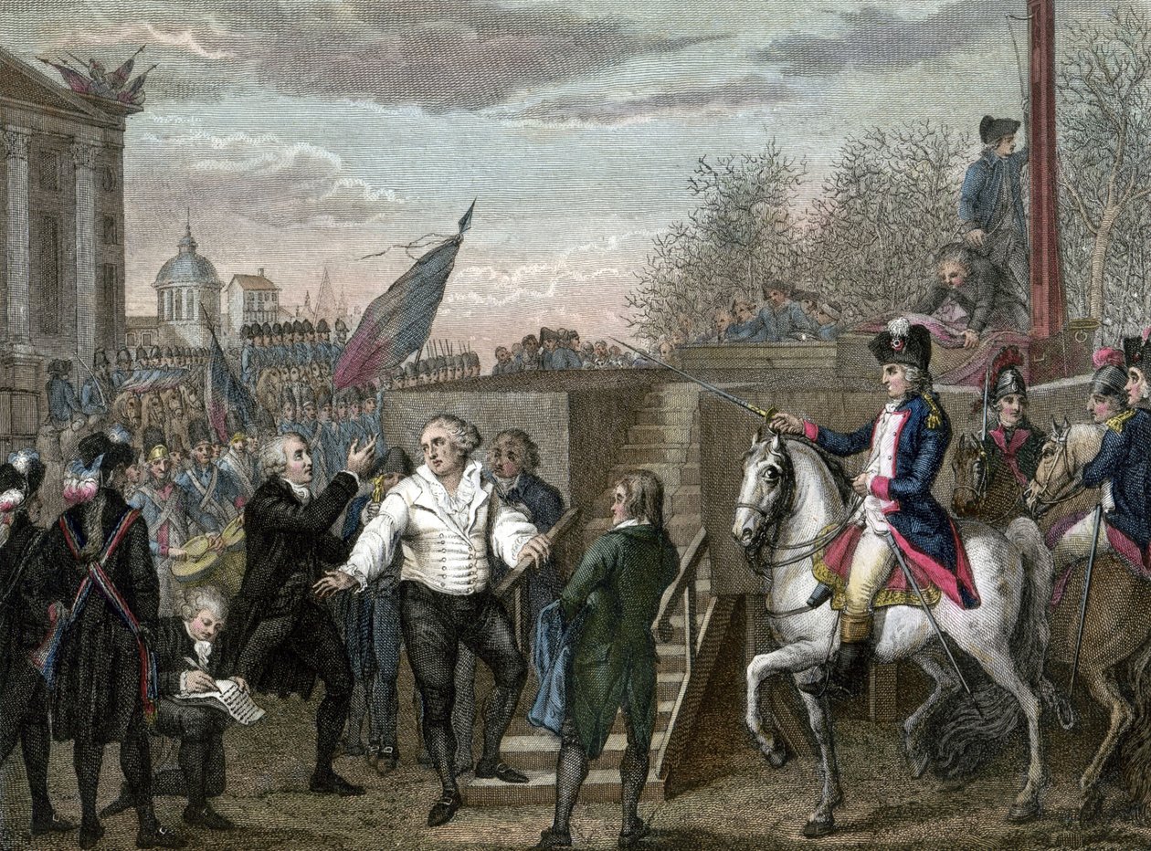 Ranskan vallankumous: Louis XVI kuoli giljotinoituna Pariisissa tekijältä Jean (after) Duplessis Bertaux