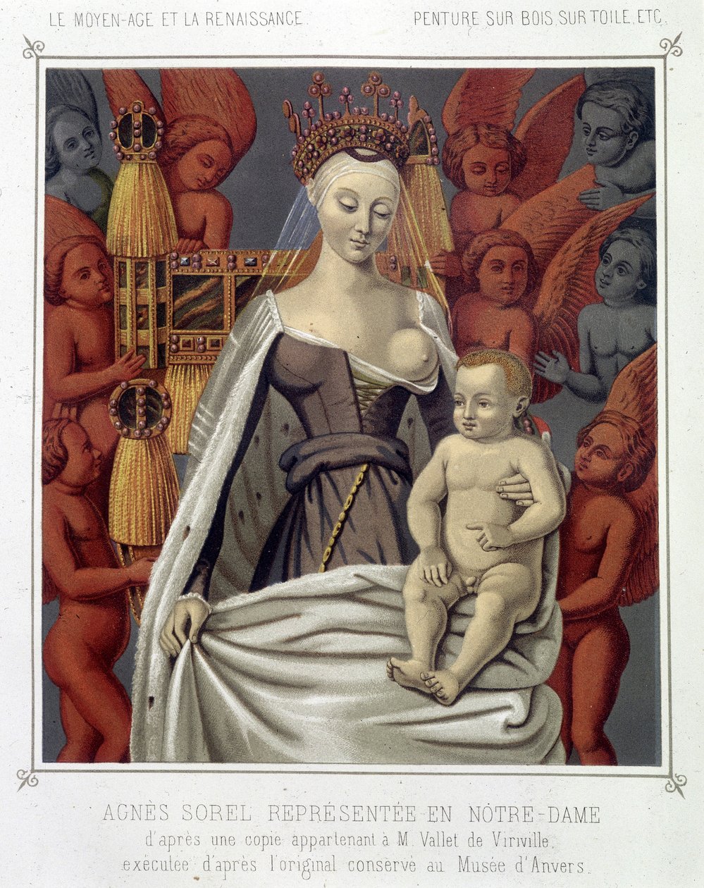 Agnes Sorel (1422-1450) (Beaute sur Marnen rouva) (Beaute-sur-Marne) edustettuna Notre Damessa tekijältä Jean (after) Fouquet