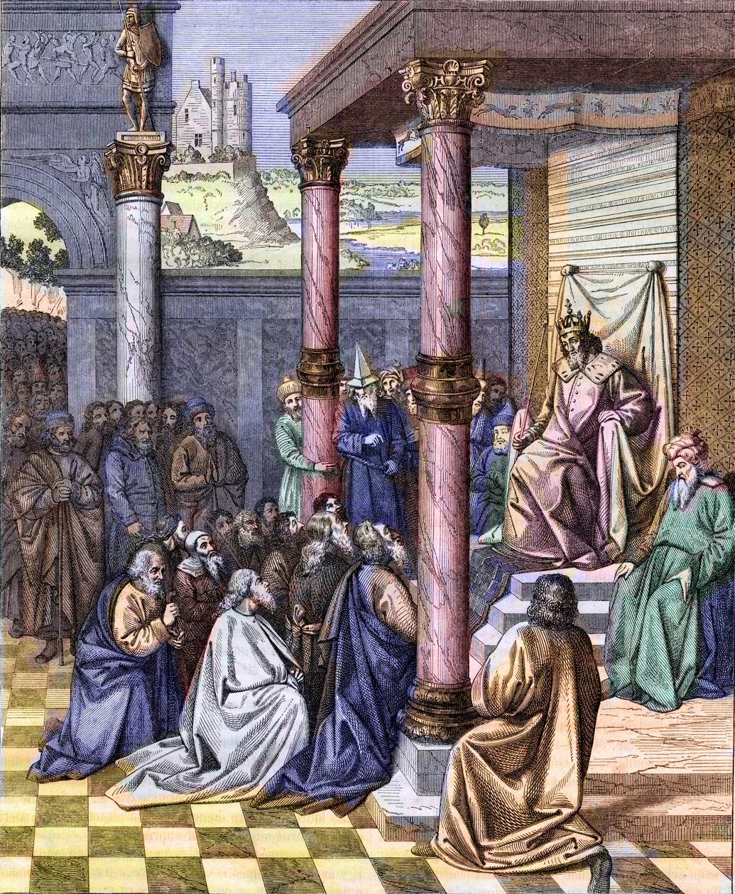 Persian kuningas Kyros II Suuri (580 eKr. - 530 eKr.) vapautti Babyloniin karkotetut juutalaiset vuonna 539 eKr. Kaiverrus Jean (Jehan) Fouquet (n. 1420 -1477/1481) pienoismallin jälkeen. Kaiverrus Chevignard tekijältä Jean (after) Fouquet