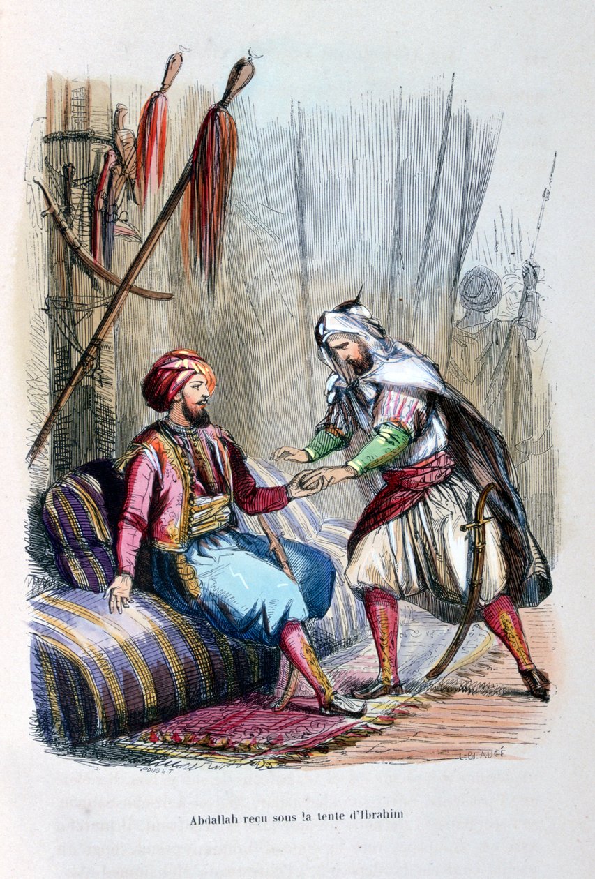Abdullah vastaanotettu Ibrahim Pashan teltassa, 1818, c1847 tekijältä Jean Adolphe Beauce