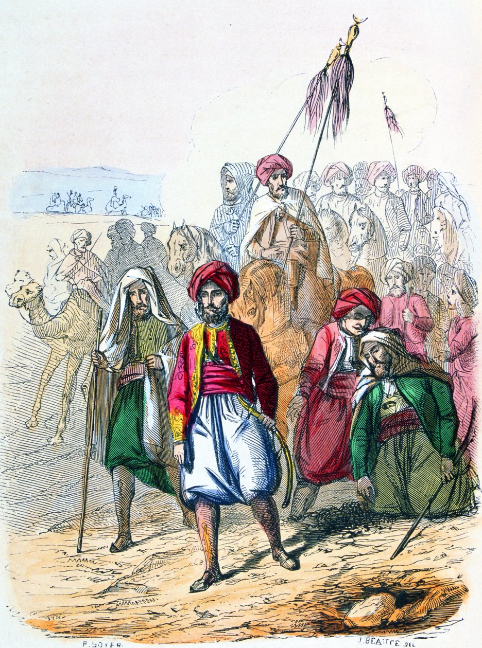 Ibrahim pasha (1789-1848) jalkaisin joukkojensa kanssa wahhabiittien vastaisen sotaretken aikana. tekijältä Jean Adolphe Beauce