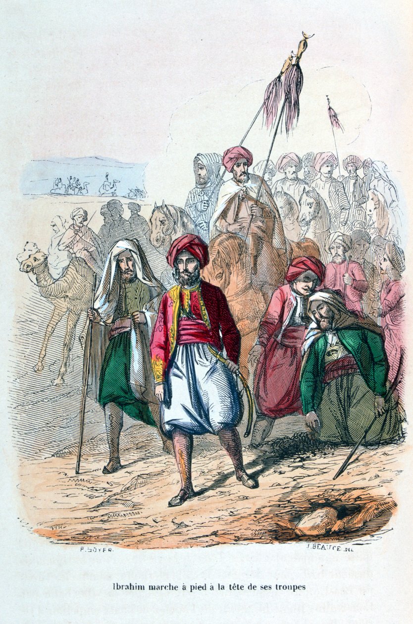 Ibrahim Pasha marssi joukkojensa edessä, 1811-1818 1847 tekijältä Jean Adolphe Beauce