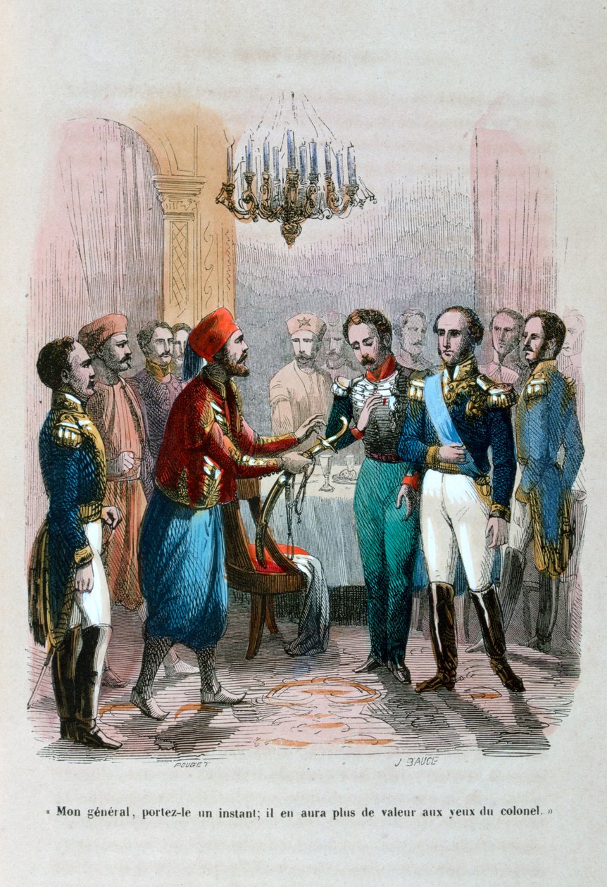 Ibrahim Pachan ja eversti Faudoan tapaaminen, Egypti, 1828 1847 tekijältä Jean Adolphe Beauce