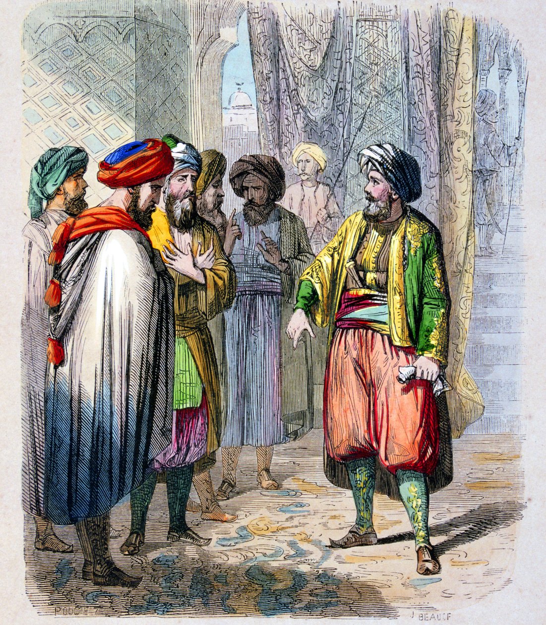Mehemet Ali (1769-1849) recoit des messages de son fils en campagne en Arabie - Muhammad Ali Pasha eli Mehmet Ali vastaanottaa viestejä poikansa sotaretkeltä Arabiasta. Varmistaakseen opposition kukistamisen Arabiassa Muhammad Ali lähetti poikansa Ib tekijältä Jean Adolphe Beauce