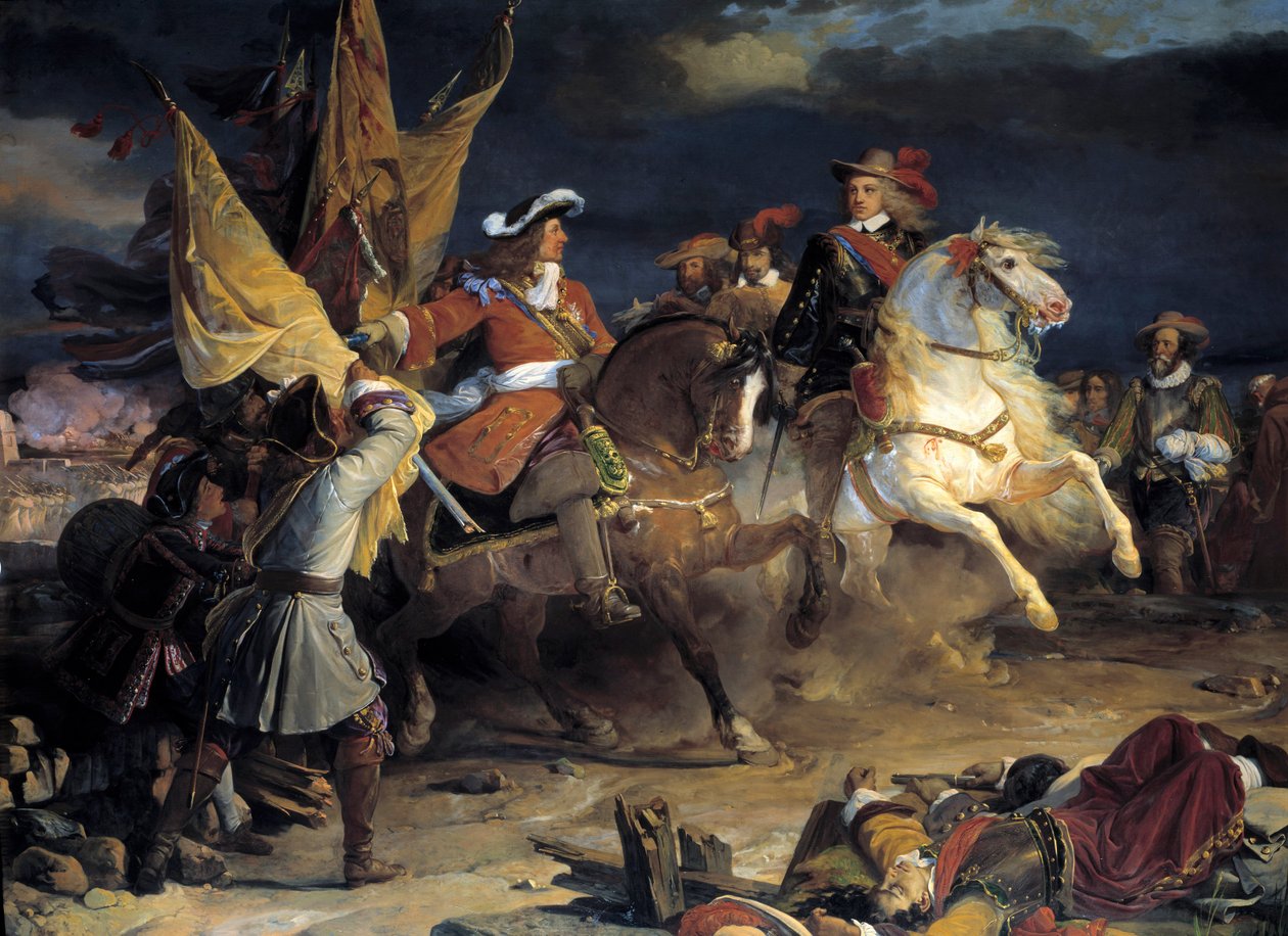Marechalin Vendomen herttua voitti Villaviciosan taistelun Stahrembergin kreivin yli 12.10.1710. Villaviciosan taistelu käytiin Espanjan peräkkäissodan aikana ja vastusti Espanjan ja Ranskan armeijaa Itävallan maihin, tekijältä Jean Alaux