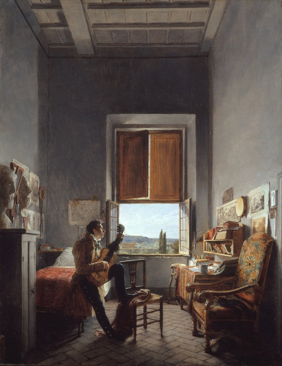 Léon Pallière 1787-1820 huoneessaan Villa Medicissä, Roomassa, 1817. tekijältä Jean Alaux