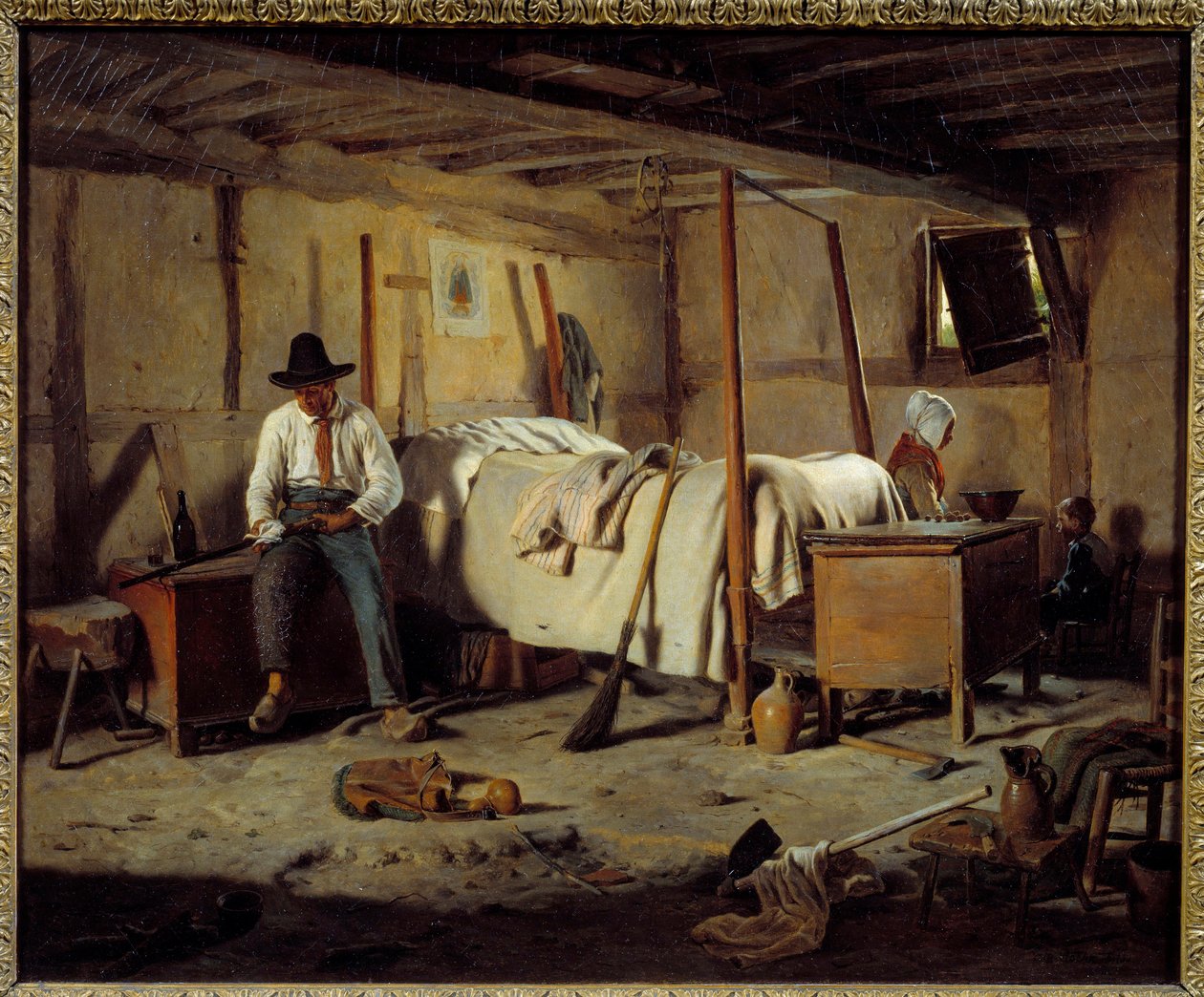 Salametsästäjä maalaus Jean Alphonse Roehn (1799-1864) 1850 Dim. 0,5x0,6 m tekijältä Jean Alphonse Roehn