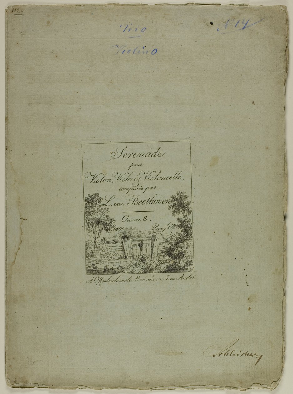 Serenadi viululle, alttoviululle ja sellolle, säveltänyt Ludwig von Beethoven tekijältä Jean Andre