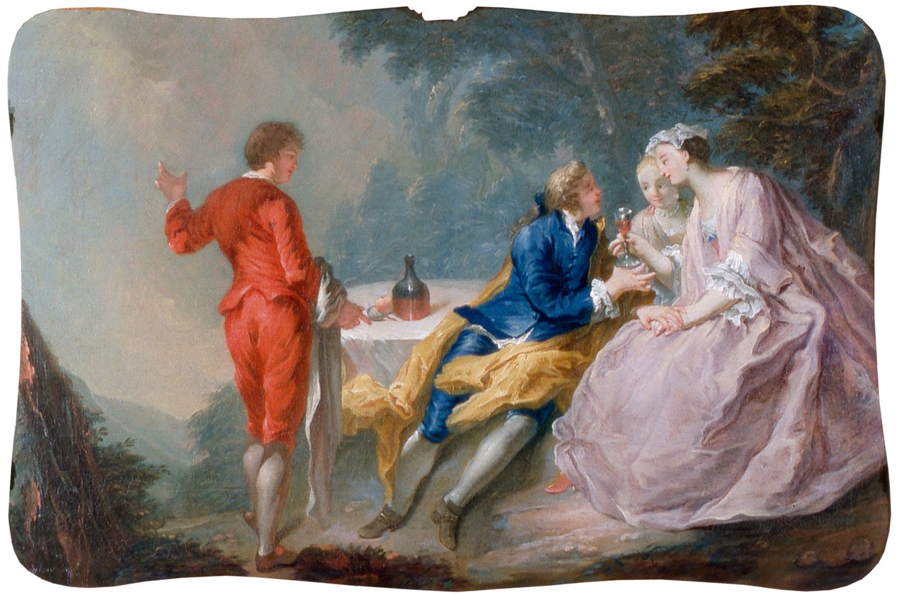 Fete galante: Keskustelukappale, noin 1730 (öljy kankaalle). tekijältä Jean Antoine (after) Watteau