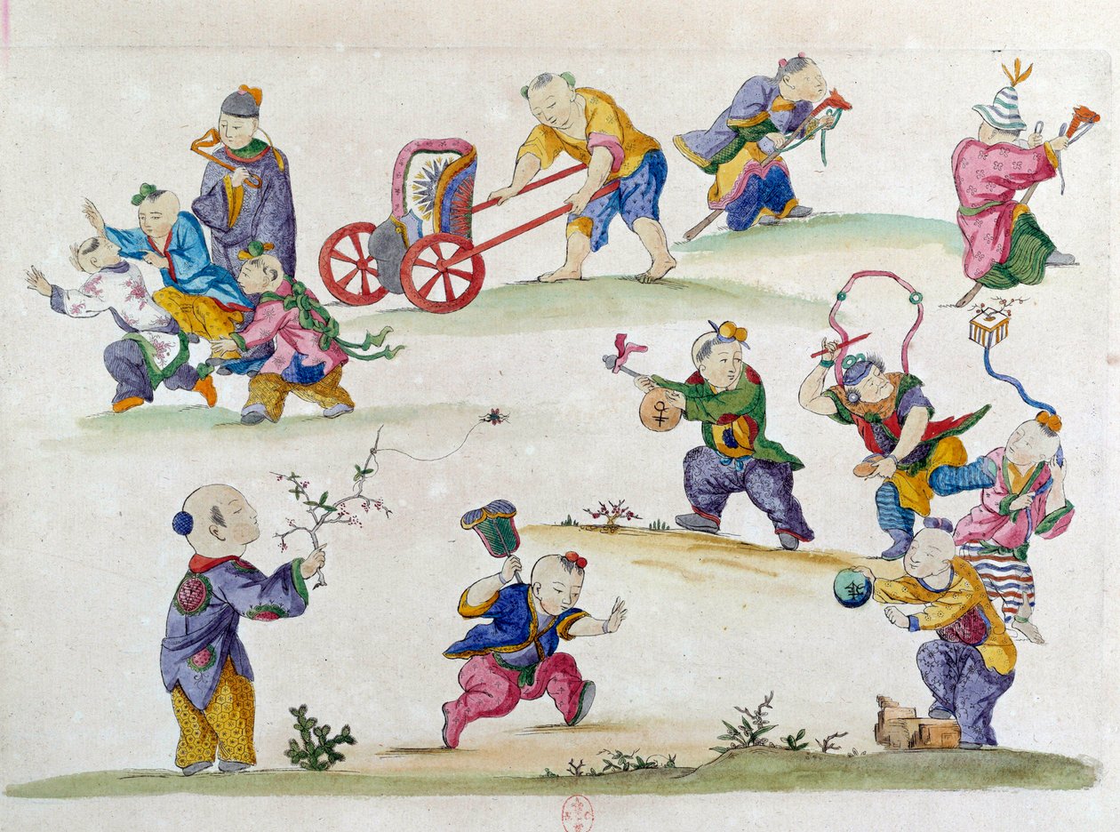 Piirustus kiinalaisesta maljakosta: lasten leikki. Jean Antoine Fraissen maalaus (1700-luku) tekijältä Jean Antoine Fraisse