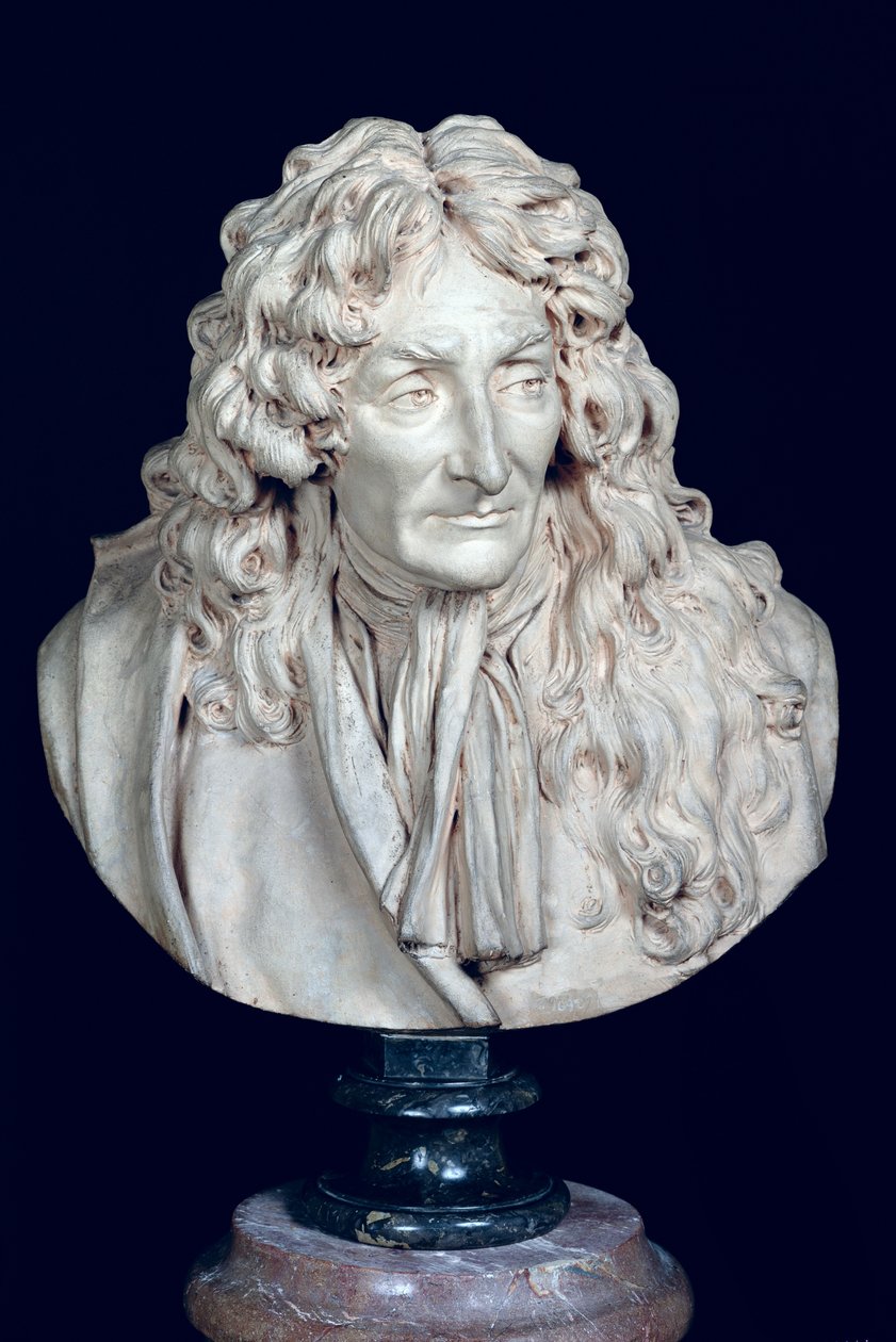 Jean de La Fontainen (1621-95) rintakuva 1692 (savi) tekijältä Jean Antoine Houdon