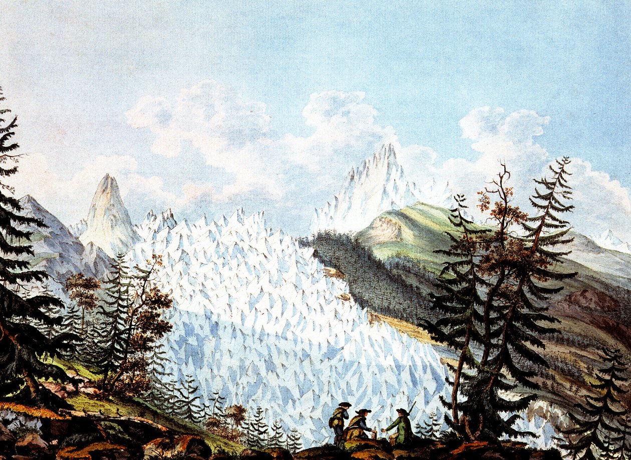 Näkymä Jäämeren lumivyörystä, n.1800 (kaiverrus ) tekijältä Jean Antoine Linck