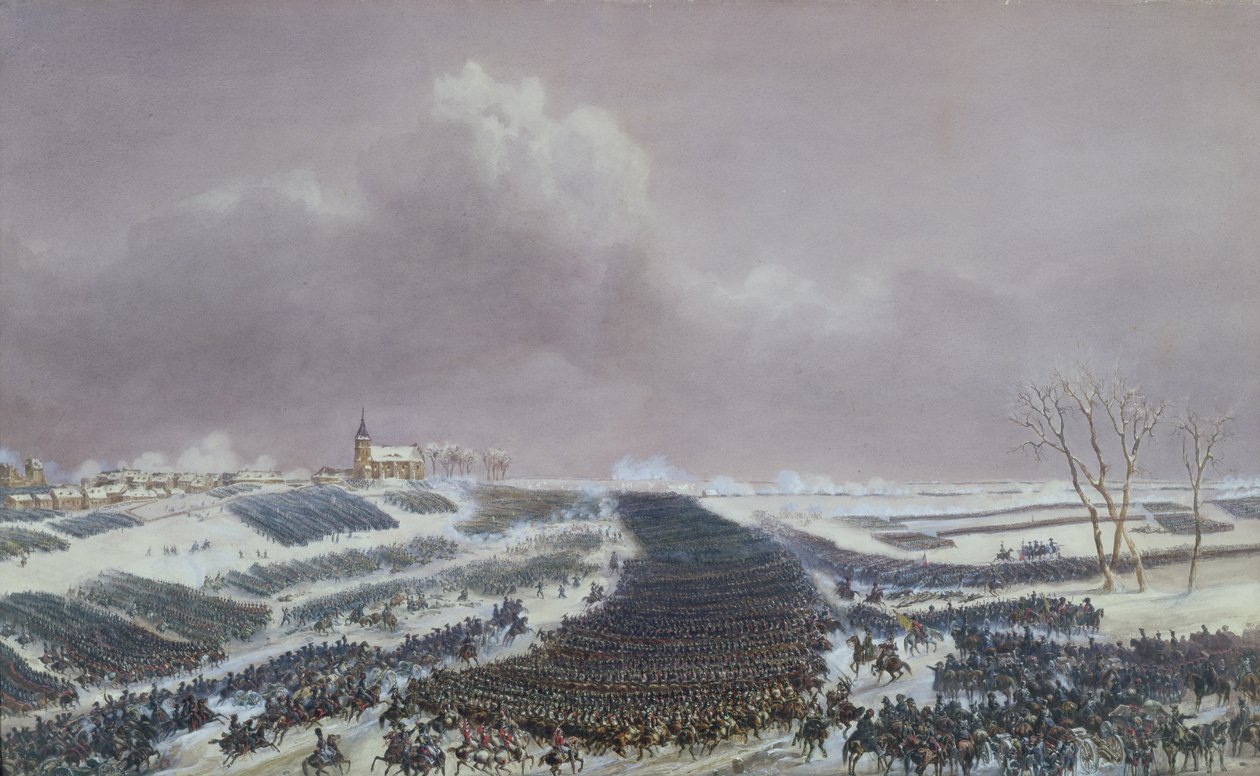 Eylaun taistelu, 8. helmikuuta 1807 (akvarelli paperille) tekijältä Jean Antoine Simeon Fort