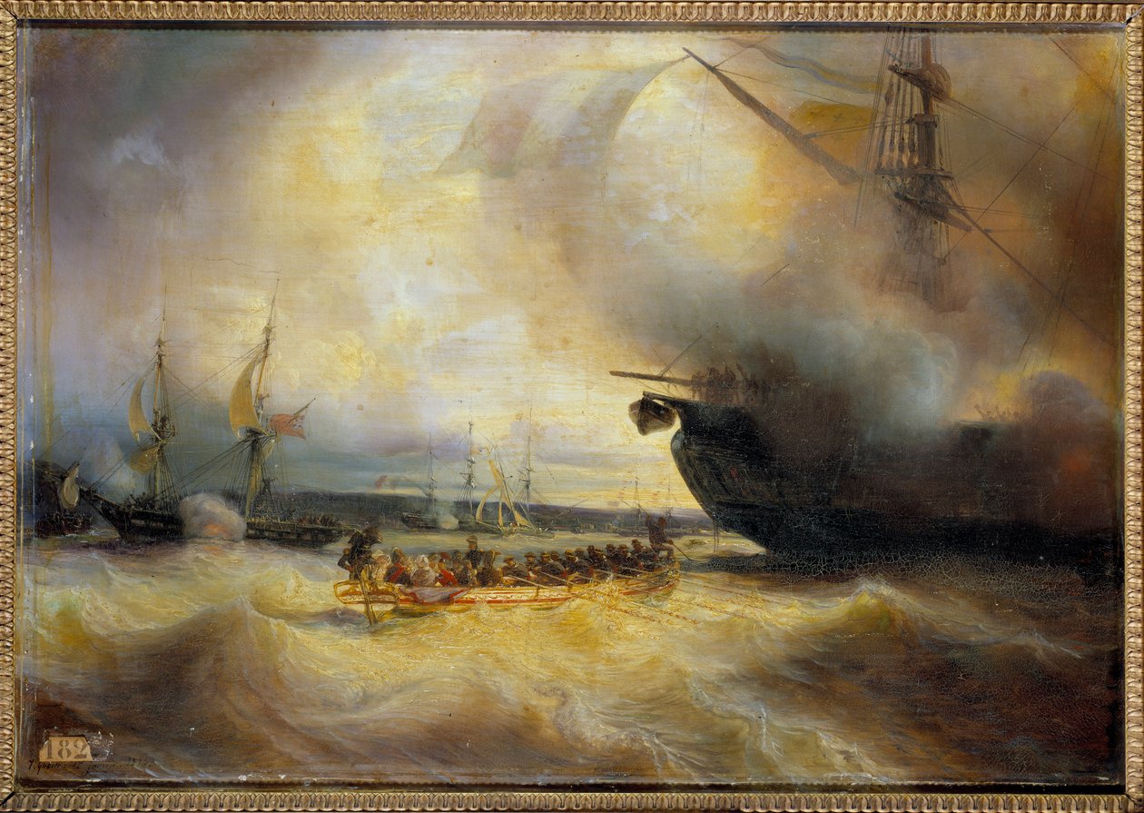 Kuningas Ludvig Philippe I ja kuninkaallinen perhe Cherbourgin satamassa 3. syyskuuta tekijältä Jean Antoine Theodore Gudin