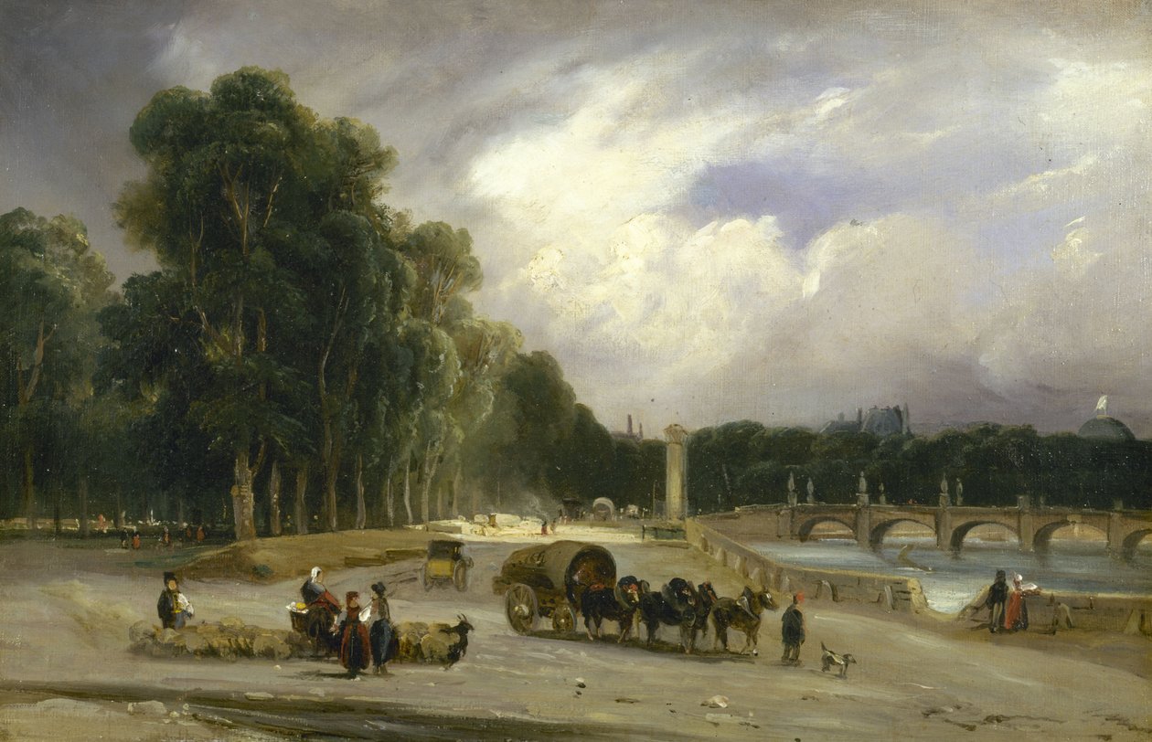 Näkymä Cours la Reinelle, n. 1828 (öljy kankaalle) tekijältä Jean Antoine Theodore Gudin