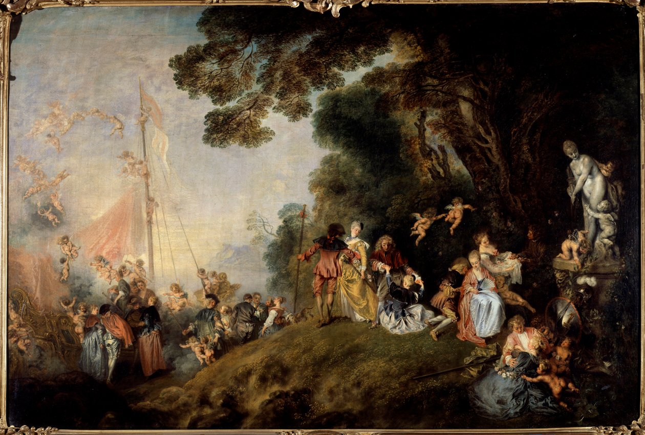 Nousu Cytheren saarelle. Jean Antoine Watteaun (1684-1721) maalaus tekijältä Jean Antoine Watteau