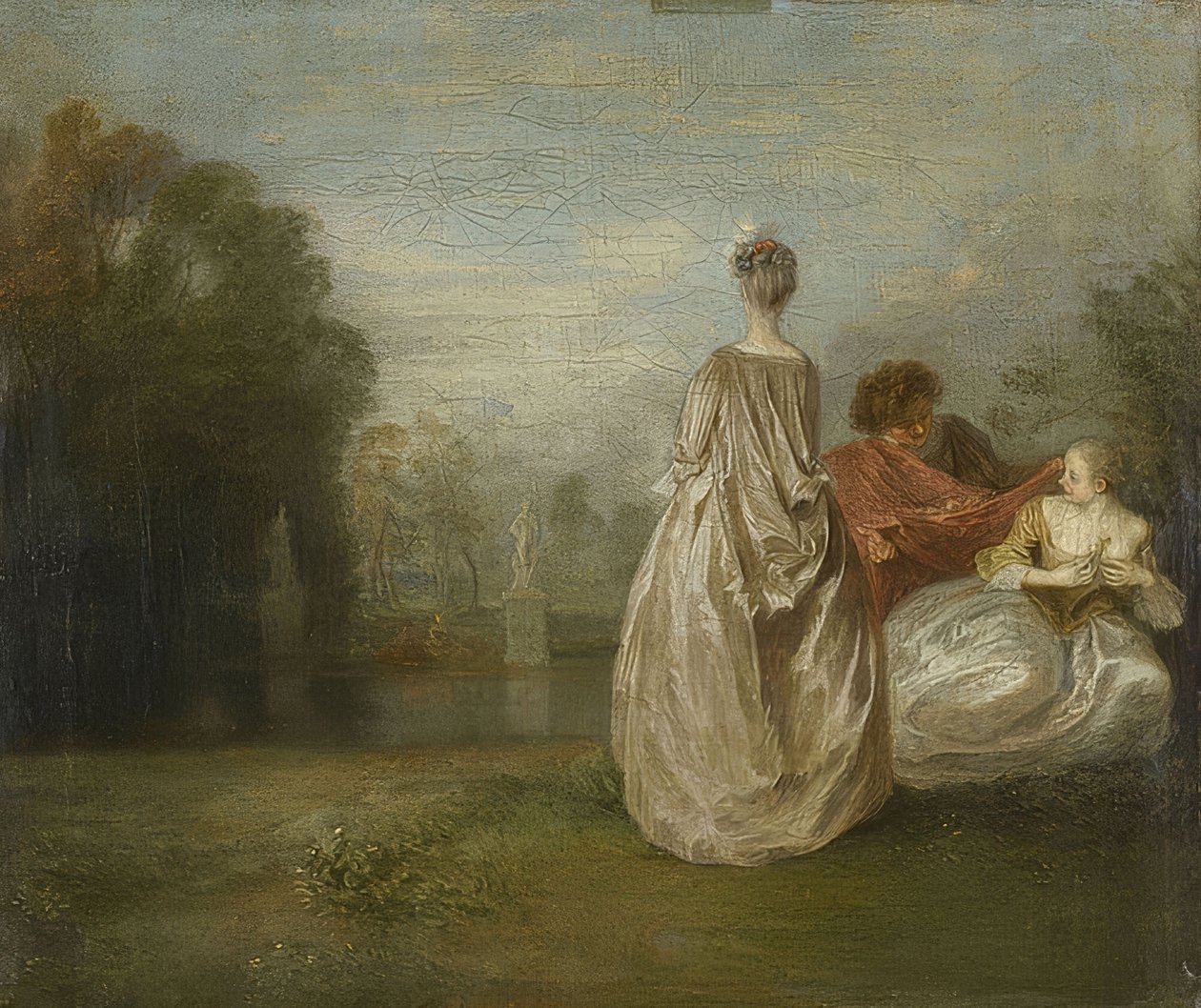 Kaksi serkkua (Les Deux Cousines). Noin 1716 tekijältä Jean Antoine Watteau