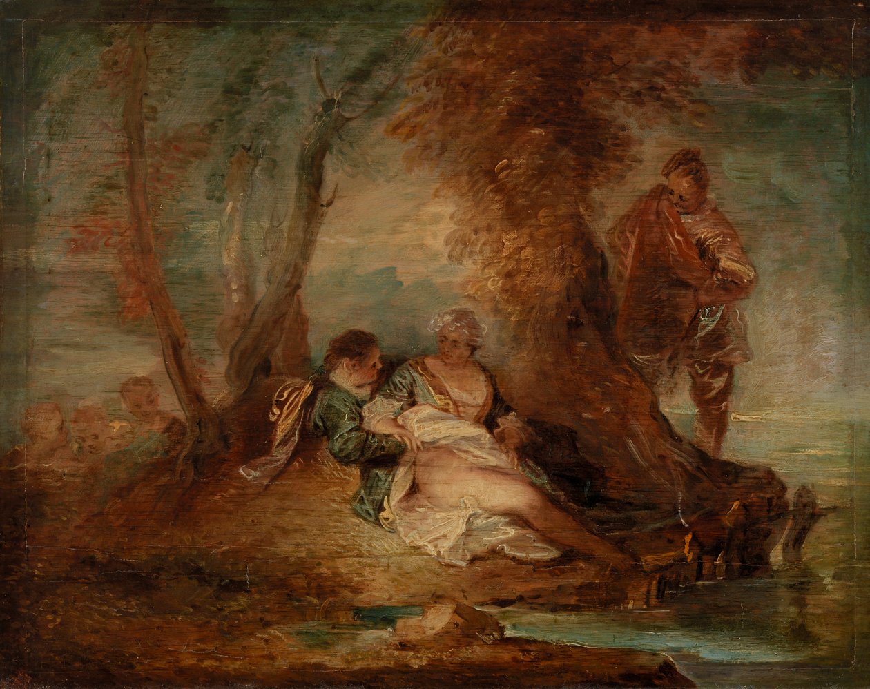 Hahmot maisemassa tekijältä Jean Antoine Watteau