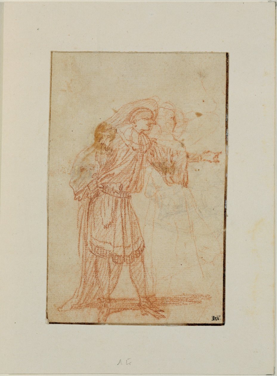 Lääkäri, italialaisen komedian hahmo, ja nainen ... tekijältä Jean Antoine Watteau