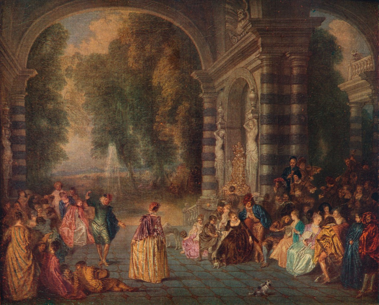 Ball Pleasures Le Bal Champetre, n. 1717 tekijältä Jean Antoine Watteau