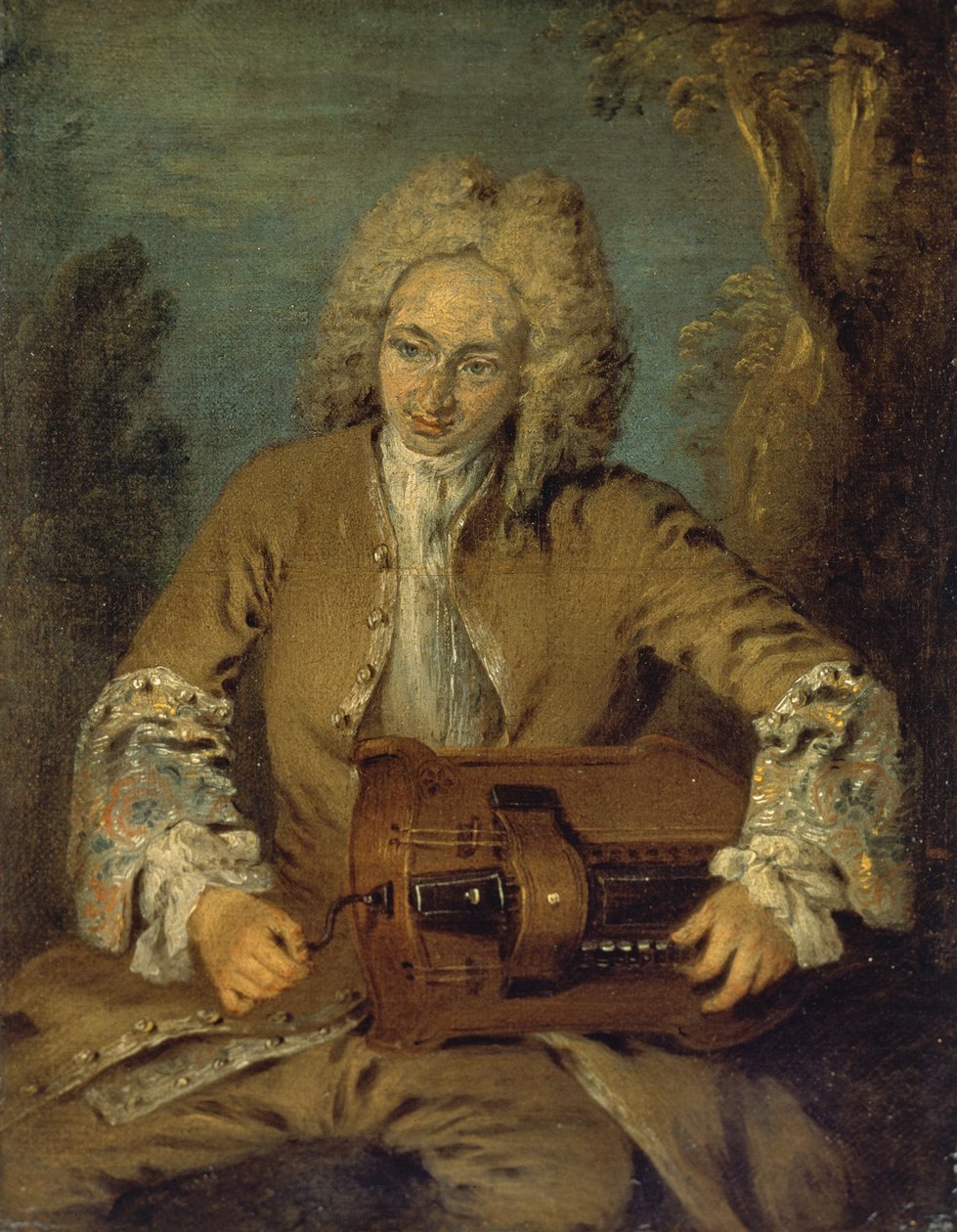 Mies leikkii Hurdy-Gurdya tekijältä Jean Antoine Watteau