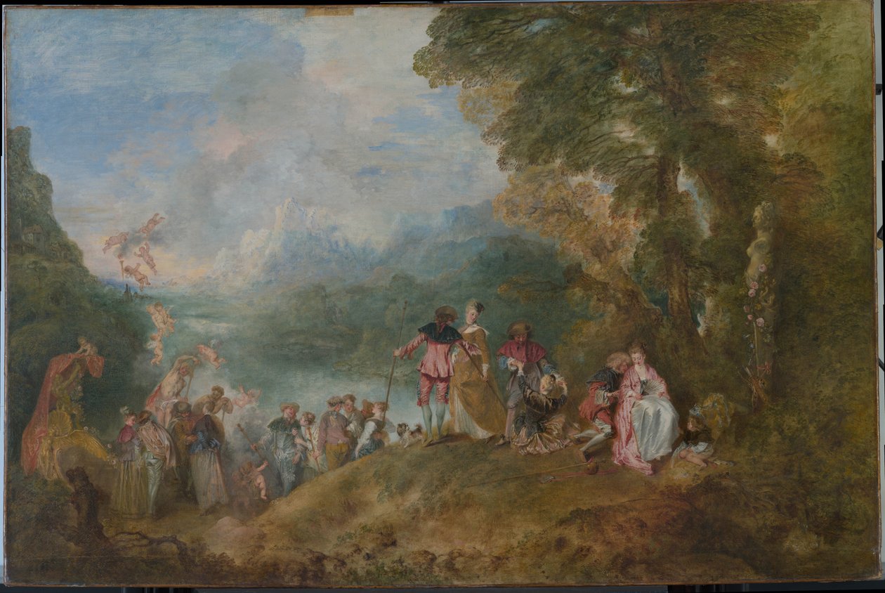 Pyhiinvaellus Cytheraan Kytheran alukselle, 1717 tekijältä Jean Antoine Watteau