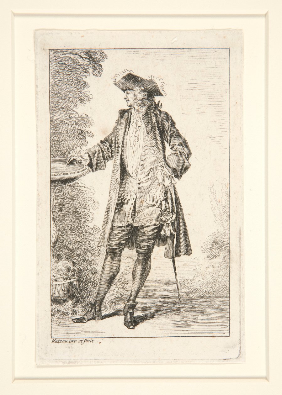Lautanen sarjasta Figures de mode (Figures of Fashion) tekijältä Jean Antoine Watteau
