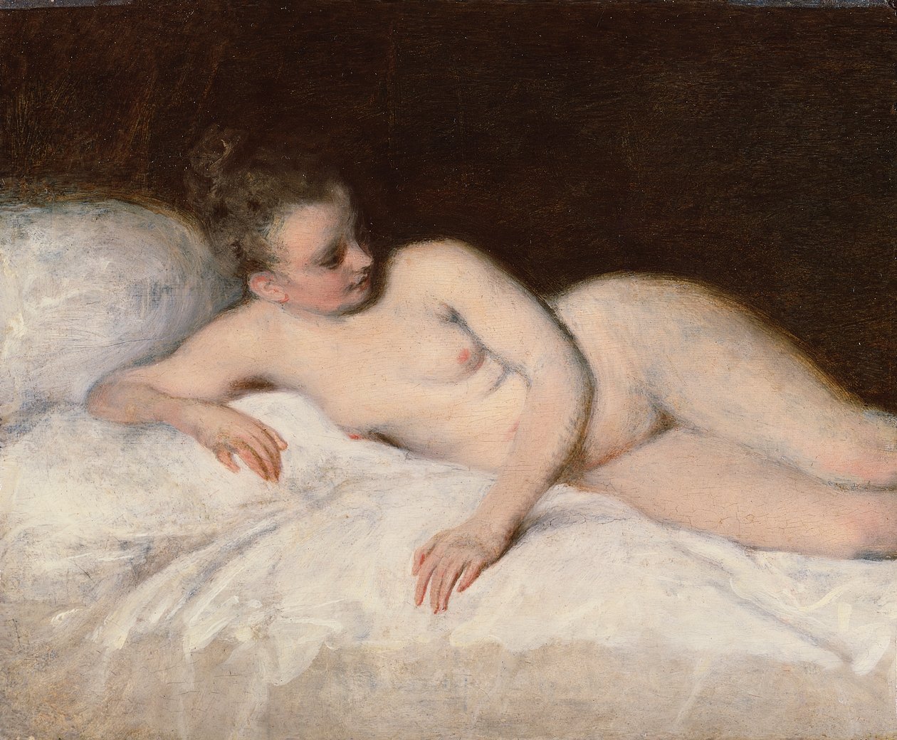 Makaava alaston, noin 1713-17 (öljy paneelille) tekijältä Jean Antoine Watteau
