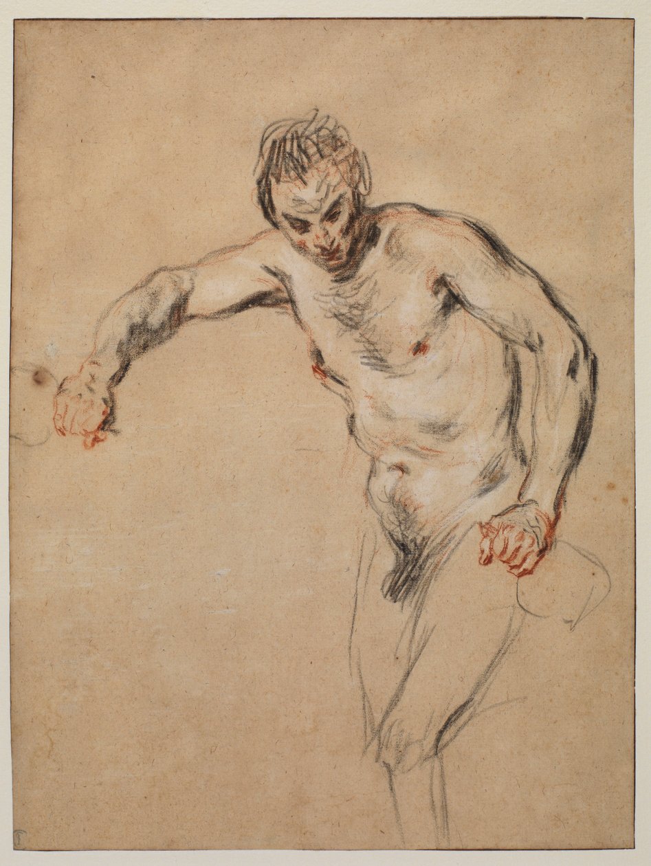 Satyr kaataa viiniä, 1717 tekijältä Jean Antoine Watteau