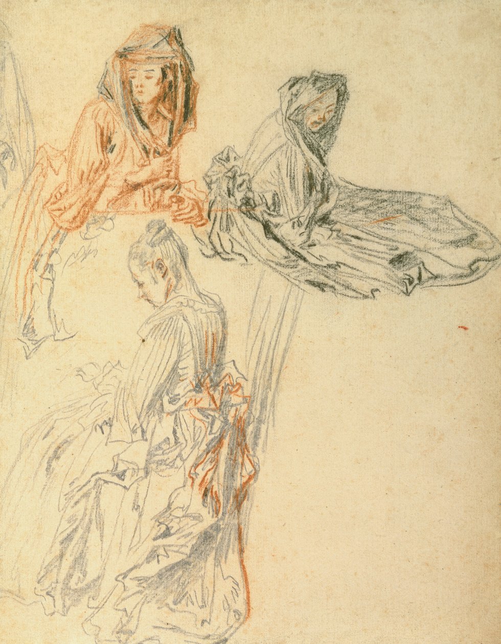 Huonekalut ja erilaiset esineet 1100- ja 1300-luvuilta tekijältä Jean Antoine Watteau