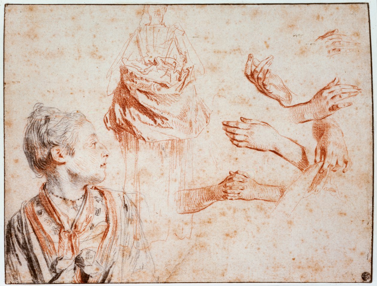 Tutkimus, 1716-1718 tekijältä Jean Antoine Watteau