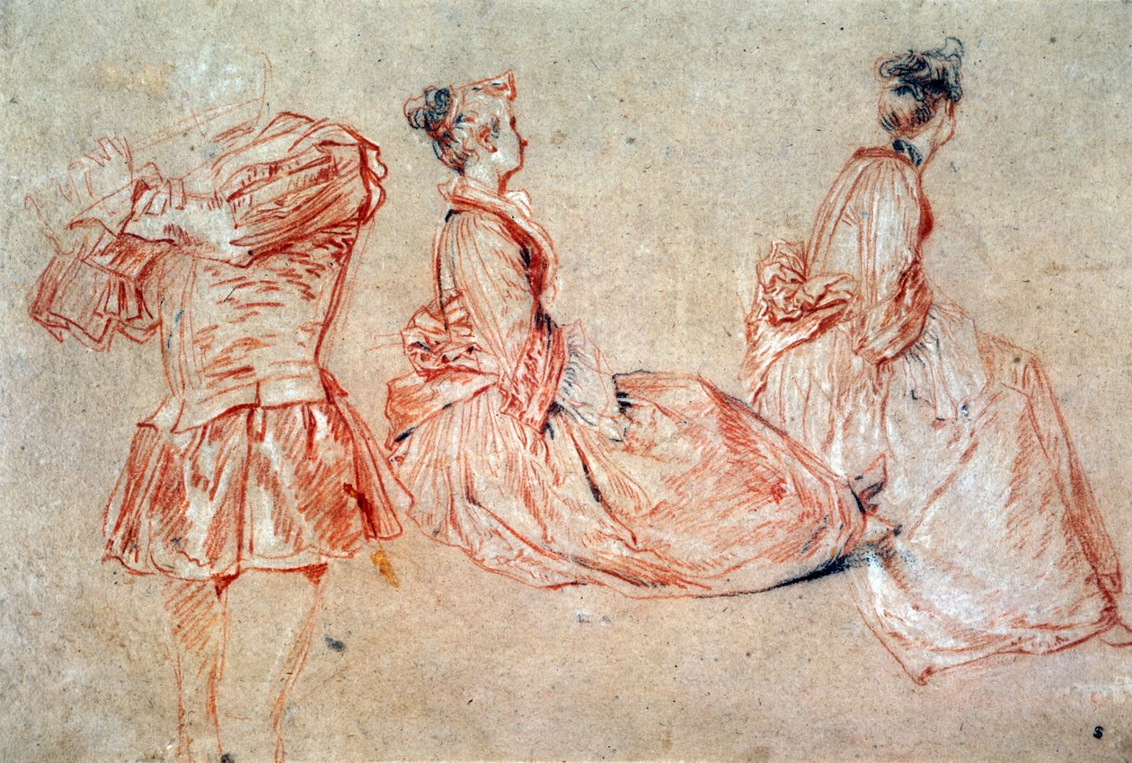 Tutkimus huilusoittimesta ja kahdesta naisesta tekijältä Jean Antoine Watteau