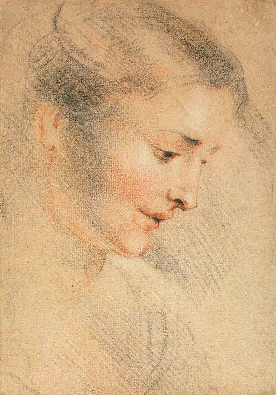 Tutkimus naisen päästä, 1710-luku. tekijältä Jean Antoine Watteau