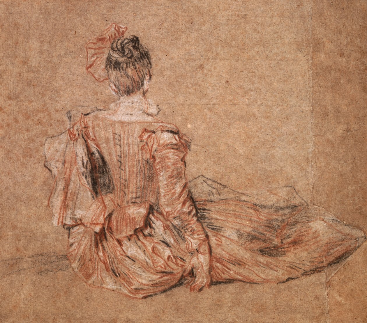 Jean-Antoine Watteaun tutkimus naisesta takaa katsottuna, 1716-1718. tekijältä Jean Antoine Watteau