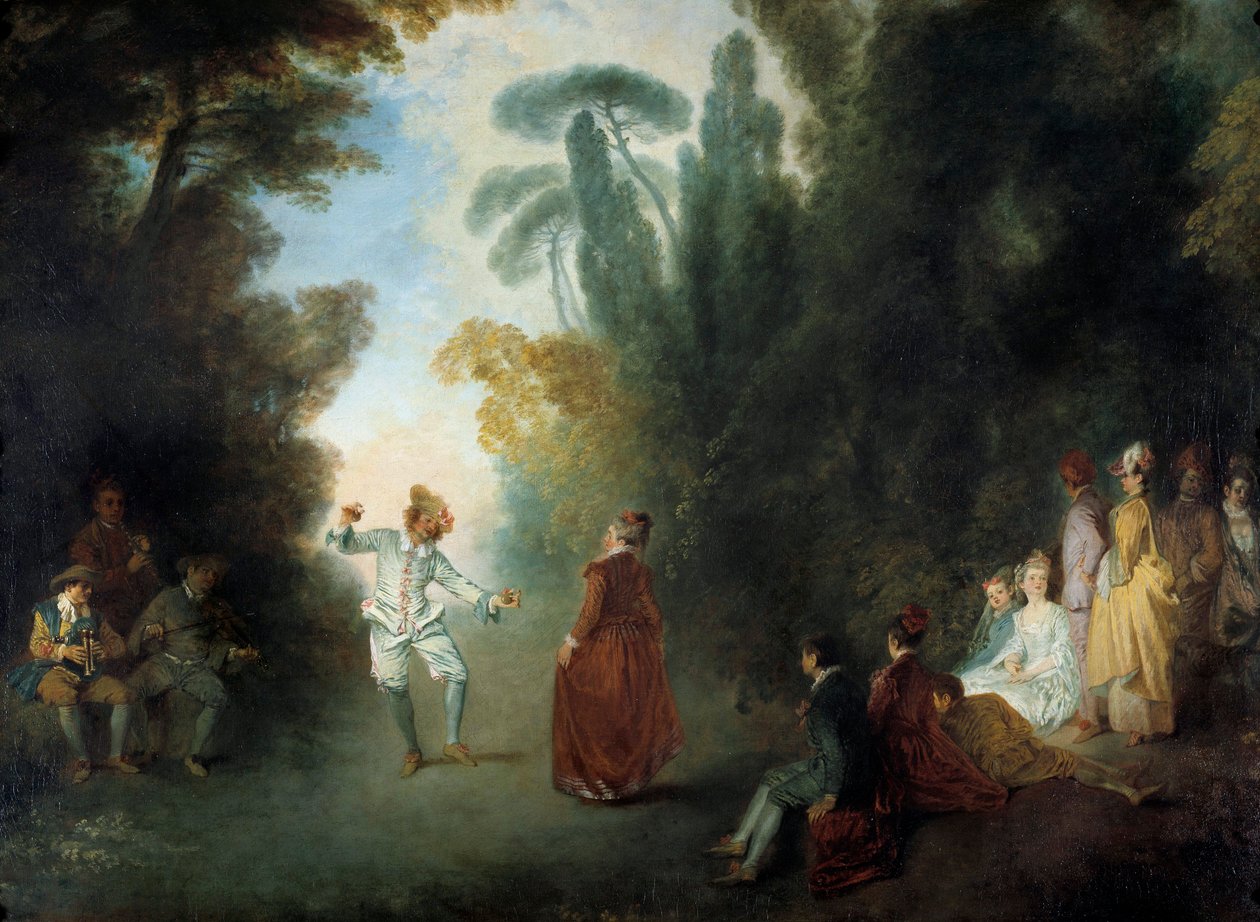Jean Antoine Watteaun (1684-1721) Champetre-pallomaalaus, yksityinen kokoelma tekijältä Jean Antoine Watteau