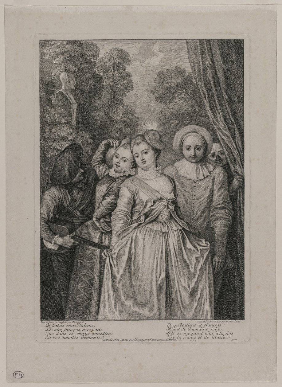 Vaatteet ovat italialaisia tekijältä Jean Antoine Watteau
