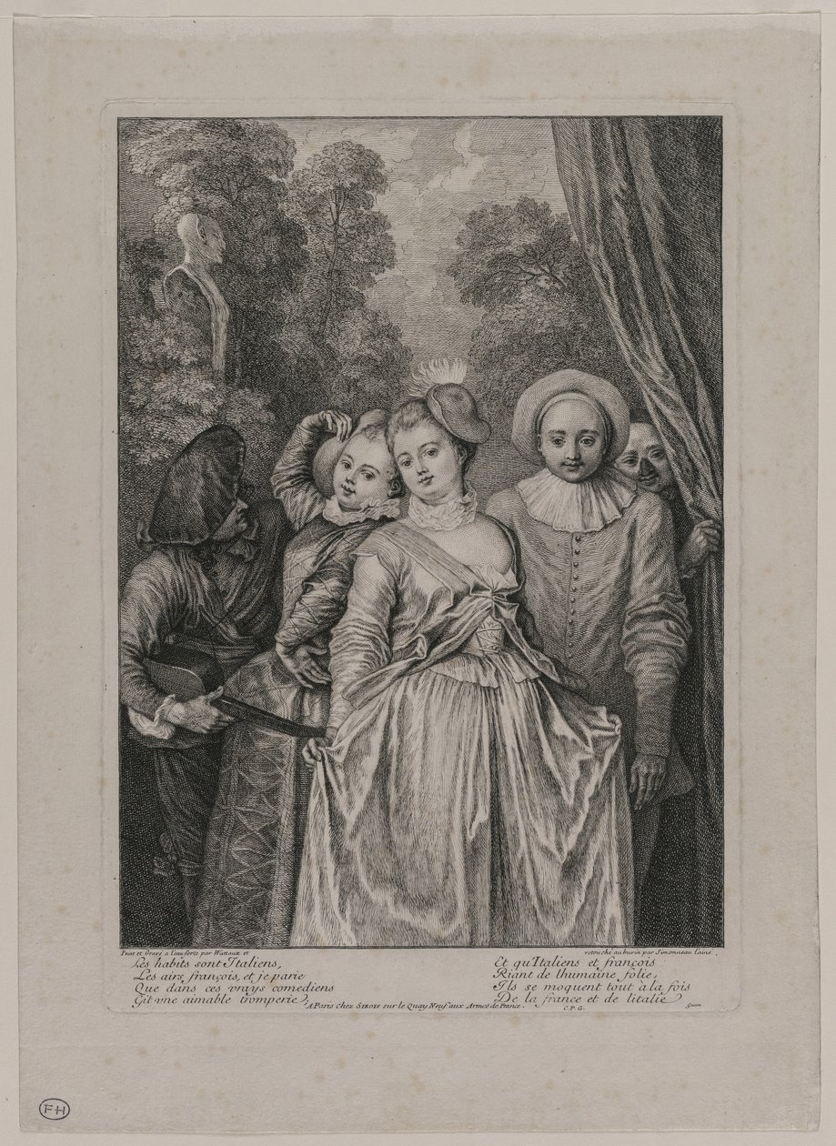 Vaatteet ovat italialaisia tekijältä Jean Antoine Watteau
